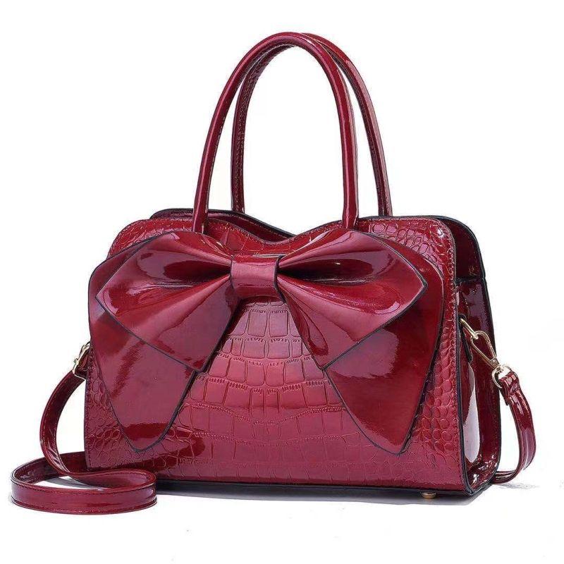 Women's Bag 2024 Autumn New Crossbody Bag Fashion Crocodile Bow Knot Handbag Simple and Trendy Mom's Bag