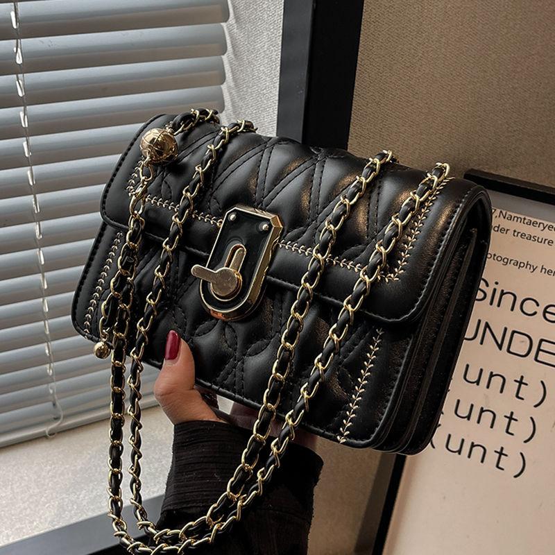 Advanced fashion women's bag 2024 new fashion diamond chain bag temperament messenger bag elegant shoulder bag adjustable chain bag