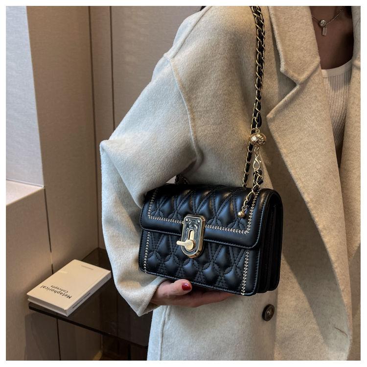 Advanced fashion women's bag 2024 new fashion diamond chain bag temperament messenger bag elegant shoulder bag adjustable chain bag