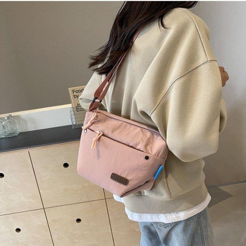 Solid Color 2024 New Bags Japanese Style Workwear Canvas Bag Textured Crossbody Girls' Satchel Women's Small Bag Commuter Women's Bag