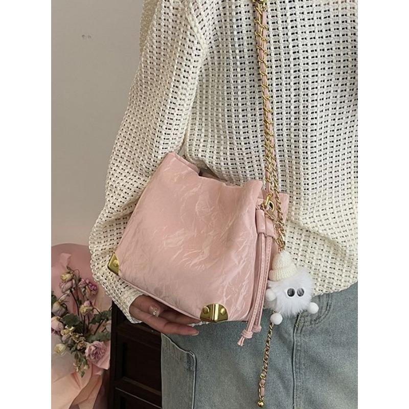 Korean Style Fashion Bucket Bag Women 2024 New Spring and Summer Simplicity Casual Shoulder Bag Niche Advanced Texture Messenger Bag