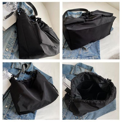 One-Shoulder Bucket Casual Simple Messenger Bag Advanced Large Capacity New Drawstring Tote Nylon Cloth Commuter Waterproof