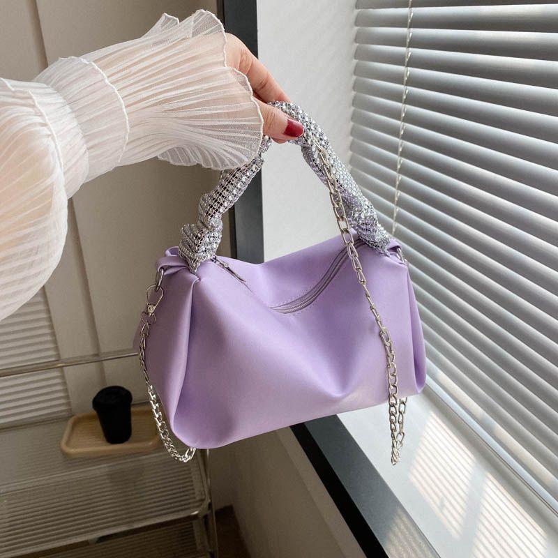 Cloud MiuMiu Bag Bag Women's Trendy Fashion All-Match Rhinestone Portable Messenger Bag Special-Interest Design Hand Carrying Lightweight Bags