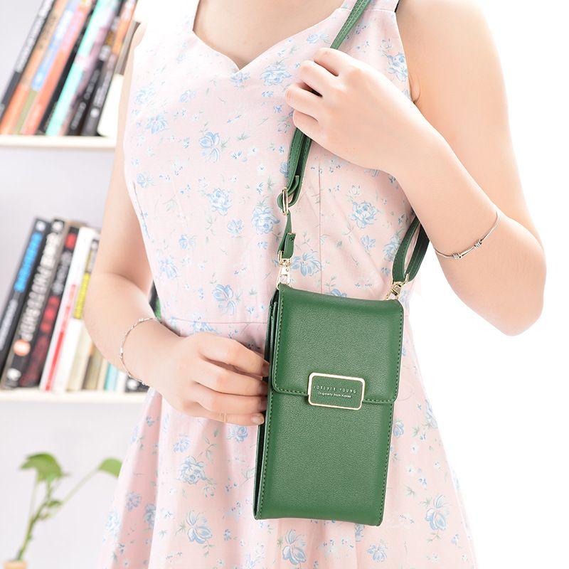 2024 Summer New Mobile Phone Bag Fresh and Cute Crossbody Bag Mini Exquisite Shoulder Bag Solid Color Vertical Zero Wallet Multiple Colors Can Be Paired Randomly