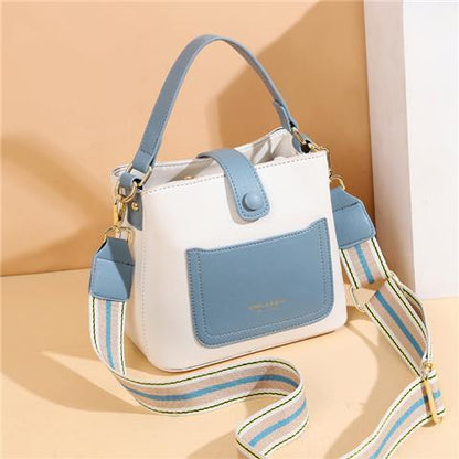 2024 Spring/Summer New Elegant Contrast Color Bucket Bag Sen Cute Sweet Shoulder Bag Casual Versatile Daily Commuter Crossbody Bag Fashion Women's Square Bag