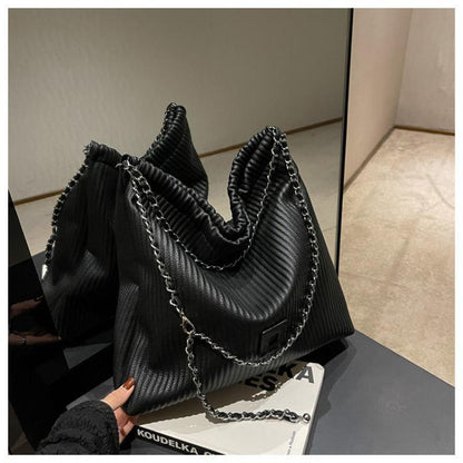 Pleated Large Capacity Bag Tote Bag Commuting Large Bag 2024 New Stylish Good Texture Niche Shoulder Messenger Bag for Women