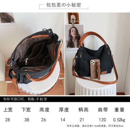 2024 New Large Capacity Portable Small Square Bag Trendy Niche Bag Female Retro Large Capacity Shoulder Bag Ladies