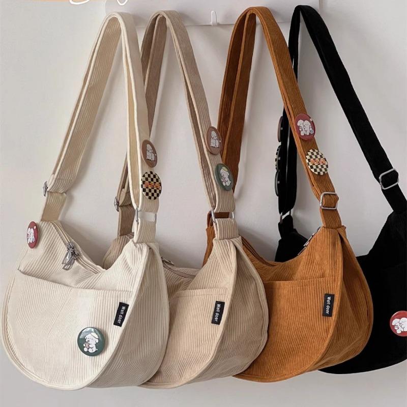 Corduroy Idle Style All-Match Japanese Style Artistic Shoulder Crossbody Casual Korean Style Women's Simple Dumpling Bag