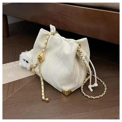 Korean Style Fashion Bucket Bag Women 2024 New Spring and Summer Simplicity Casual Shoulder Bag Niche Advanced Texture Messenger Bag