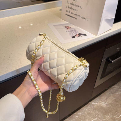 Elegant round Bag Cylindrical New Small Golden Balls Diamond Chain One-Shoulder Versatile Niche Crossbody Pillow Bag Internet Celebrity