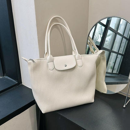 New Super Popular Pleated Large Tote Bag 2024 Popular Commuter Hand-Carrying Bag Fashion All-Matching Large Shoulder Bag Ladies