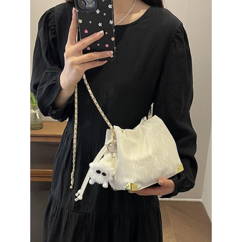 Korean Style Fashion Bucket Bag Women 2024 New Spring and Summer Simplicity Casual Shoulder Bag Niche Advanced Texture Messenger Bag