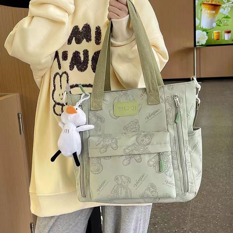 Special-Interest Design Good-looking Japanese Cute Bear Tote Bag Large Capacity College Student Class Portable Shoulder Bag Female