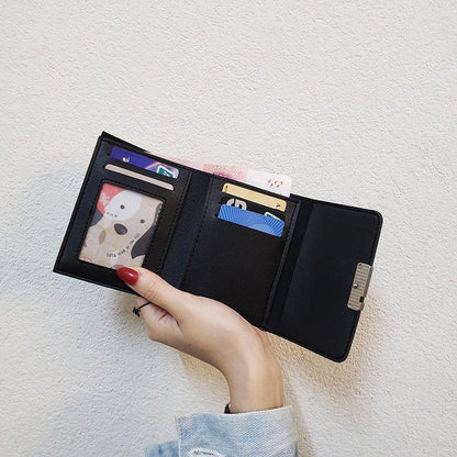 New Cat Small Wallet Women's Short Korean Style Cute Refreshing Student Lady Contrast Color Trifold Wallet