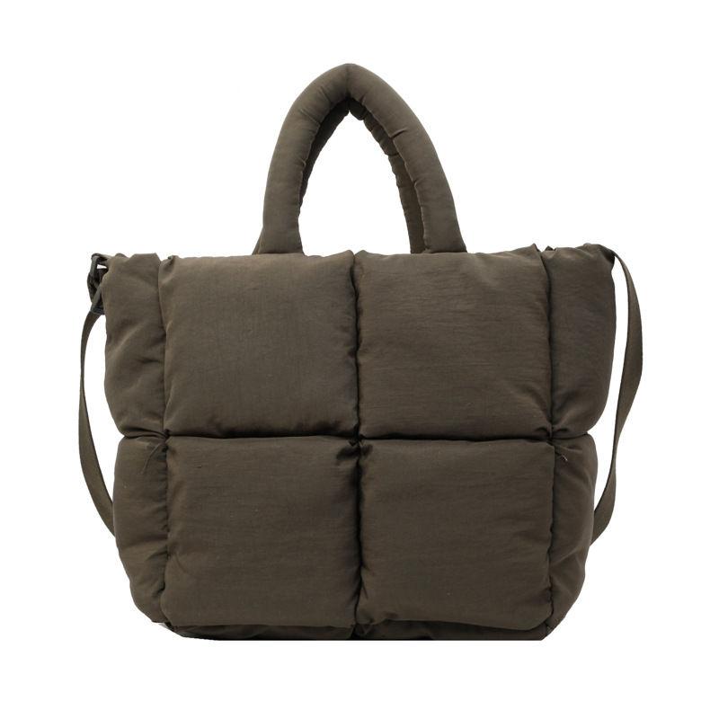 Soft Glutinous Puff Bag Women's Messenger Bag Commuter Large Capacity Nylon Cloth Bag Stitching Shoulder Handbag High Quality Waterproof Cloth Bag