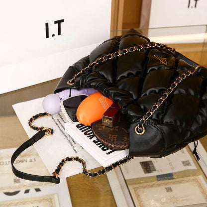 Light Luxury New Bags Women's 2024 New Korean Style Versatile Rhombus Embroidery Thread Shoulder Crossbody Tote Bag Fashion