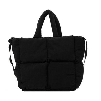 Soft Glutinous Puff Bag Women's Messenger Bag Commuter Large Capacity Nylon Cloth Bag Stitching Shoulder Handbag High Quality Waterproof Cloth Bag