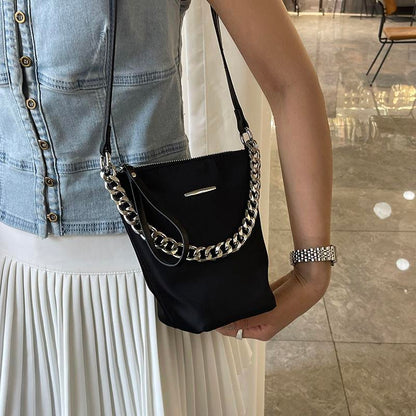 Nylon Simple Crossbody Bag Women's 2024 New Good-looking French Fashion All-Match Chain Shoulder Bag female