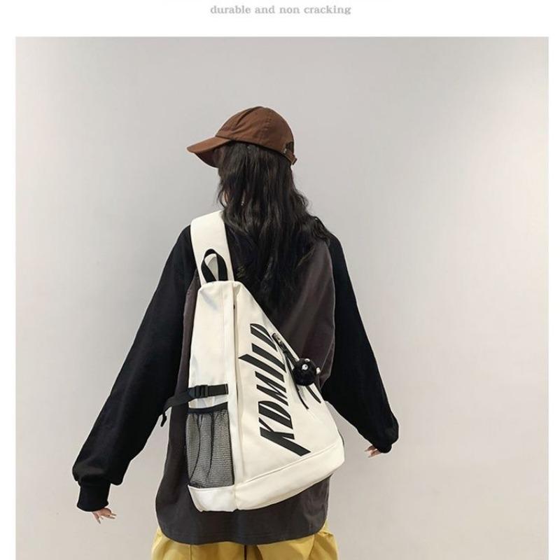 Fashion One Shoulder Light Luxury Chest Bag Canvas Large Capacity Oblique Zipper English Light Chest Bag Couple 2024 New