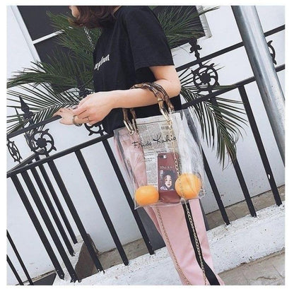 High Sense Special-Interest Design Spring and Summer Transparent Bag Female 2024 New Bamboo Handbag Stylish Beach Gel Bag