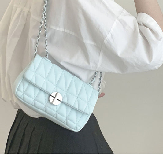 Versatile Crossbody Bag for Women's Summer 2024 New Fashion Wind Chain Bag High Grade One Shoulder Small Square Bag High Grade Soft PU Leather Chain Straddle Women's Bag Cute Small Chain Bag