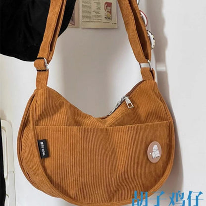 Corduroy Idle Style All-Match Japanese Style Artistic Shoulder Crossbody Casual Korean Style Women's Simple Dumpling Bag