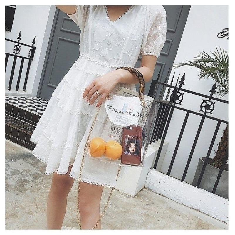 High Sense Special-Interest Design Spring and Summer Transparent Bag Female 2024 New Bamboo Handbag Stylish Beach Gel Bag