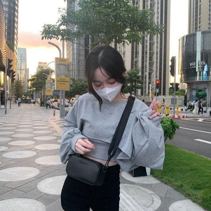 New Korean Style Versatile Casual Black Mini Square Bag Niche Messenger Bag Ins Shoulder Bag Letter Chest Bag Women's Messenger Bag