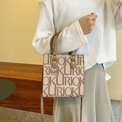 Light Luxury Handbags Women's 2024 New Large Capacity Khaki Letter Tote Bag Advanced Fashion Vertical Small Square Bag