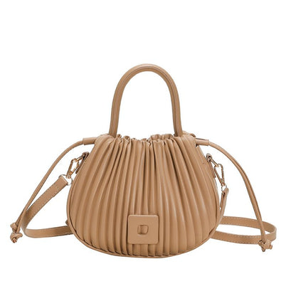 Women's Bag 2024 New Fashion Women's Portable Pleated Bucket Bag High-Grade Western Style All-Matching Shoulder Messenger Bag