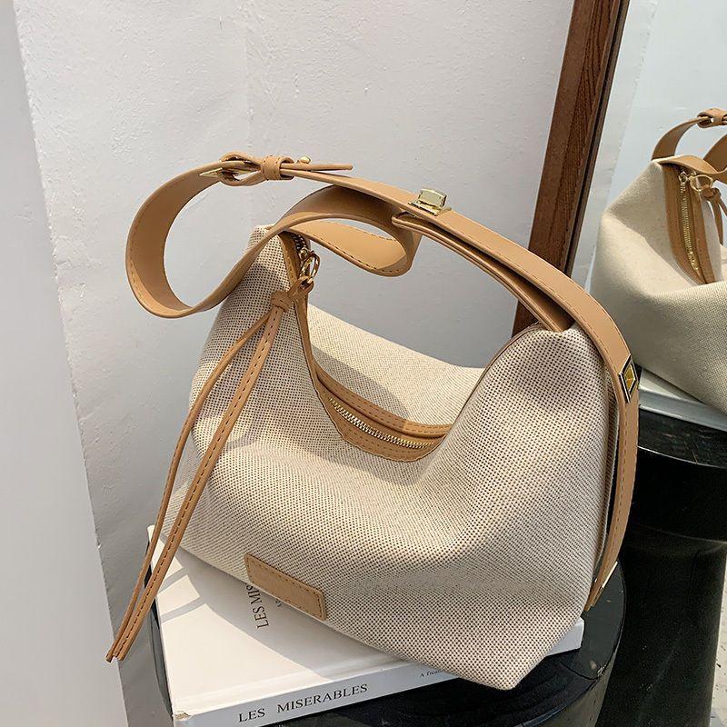 Net Red Western Style Bag Women's Summer 2024 New Fashion Shoulder Underarm Bag Canvas All-Match Crossbody Tote Bag