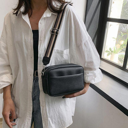 Camera Bag Good-looking Lychee Pattern Popular Crossbody Small Square Bag 2024 New Wide Shoulder Strap All-Match Casual Shoulder Bag