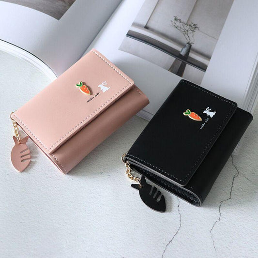 Short Wallet for Women 2024 New European and American Fashion Minimalist Solid Color Three Fold Cute Personality Fresh Wallet