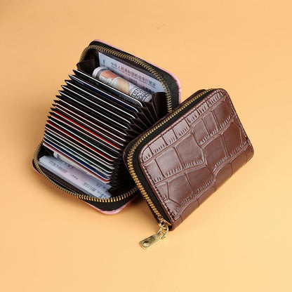 Card Holder Large Capacity Multiple Card Slots Driver's License Clip Set Women's Small Crocodile Pattern Simple Coin Purse