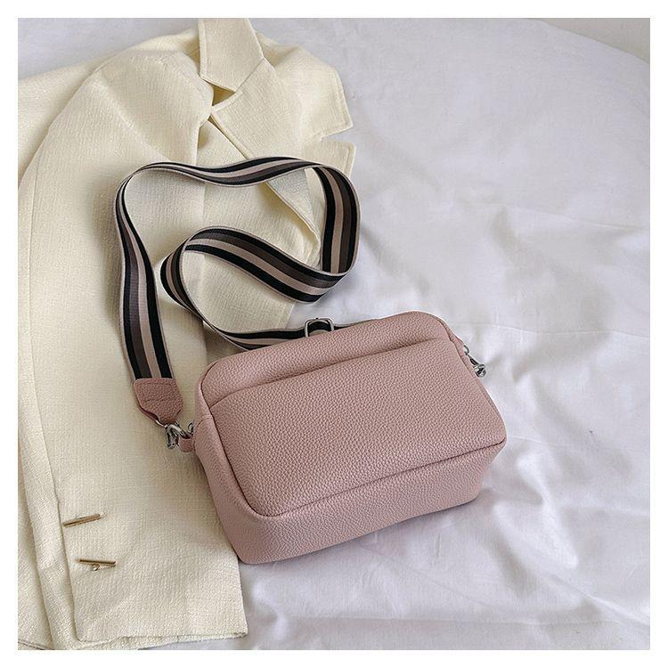 Camera Bag Good-looking Lychee Pattern Popular Crossbody Small Square Bag 2024 New Wide Shoulder Strap All-Match Casual Shoulder Bag