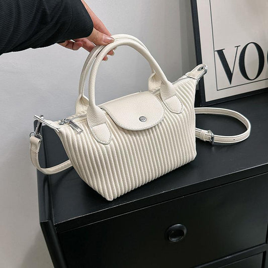 Fashion Internet Celebrity Style Super Popular Pleated Large Tote Bag 2024 Popular Commuter Hand-Carrying Bag Fashion All-Match Single Small Handbag