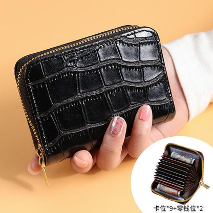 Card Holder Large Capacity Multiple Card Slots Driver's License Clip Set Women's Small Crocodile Pattern Simple Coin Purse