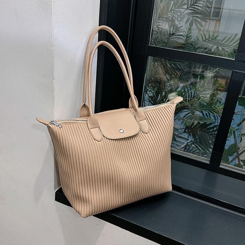 New Super Popular Pleated Large Tote Bag 2024 Popular Commuter Hand-Carrying Bag Fashion All-Matching Large Shoulder Bag Ladies