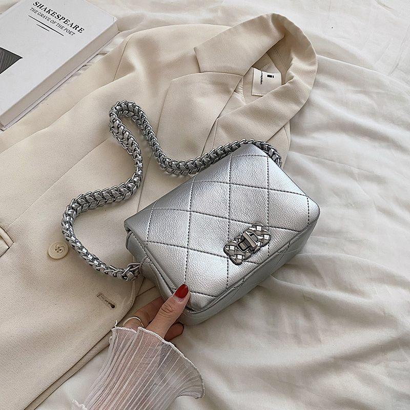 High Quality Small Bag for Women In Spring/summer 2024 New Korean Version, Small Fragrant Wind, Diamond Grid Chain, Single Shoulder, Underarm Small Square Bag