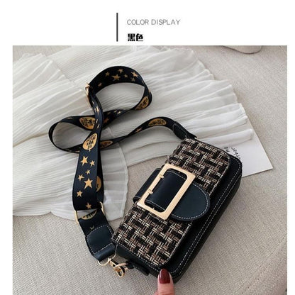 Small CK Women's Bag Women's 2024 New Trendy Korean Style Woolen Western Style Small Square Bag Fashionable All-Match Broadband Crossbody Shoulder Bag