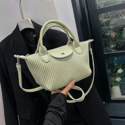 Fashion Internet Celebrity Style Super Popular Pleated Large Tote Bag 2024 Popular Commuter Hand-Carrying Bag Fashion All-Match Single Small Handbag