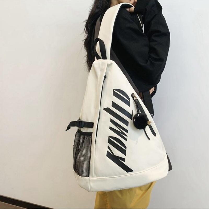 Fashion One Shoulder Light Luxury Chest Bag Canvas Large Capacity Oblique Zipper English Light Chest Bag Couple 2024 New