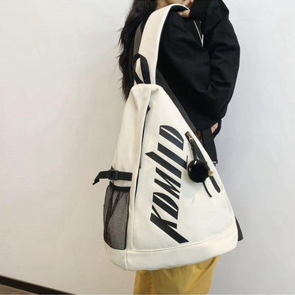 Fashion One Shoulder Light Luxury Chest Bag Canvas Large Capacity Oblique Zipper English Light Chest Bag Couple 2024 New