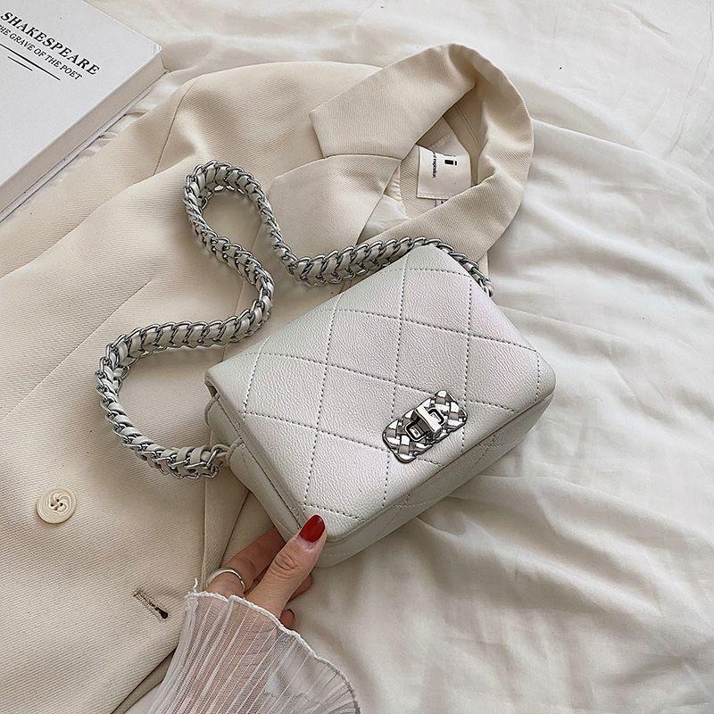 High Quality Small Bag for Women In Spring/summer 2024 New Korean Version, Small Fragrant Wind, Diamond Grid Chain, Single Shoulder, Underarm Small Square Bag