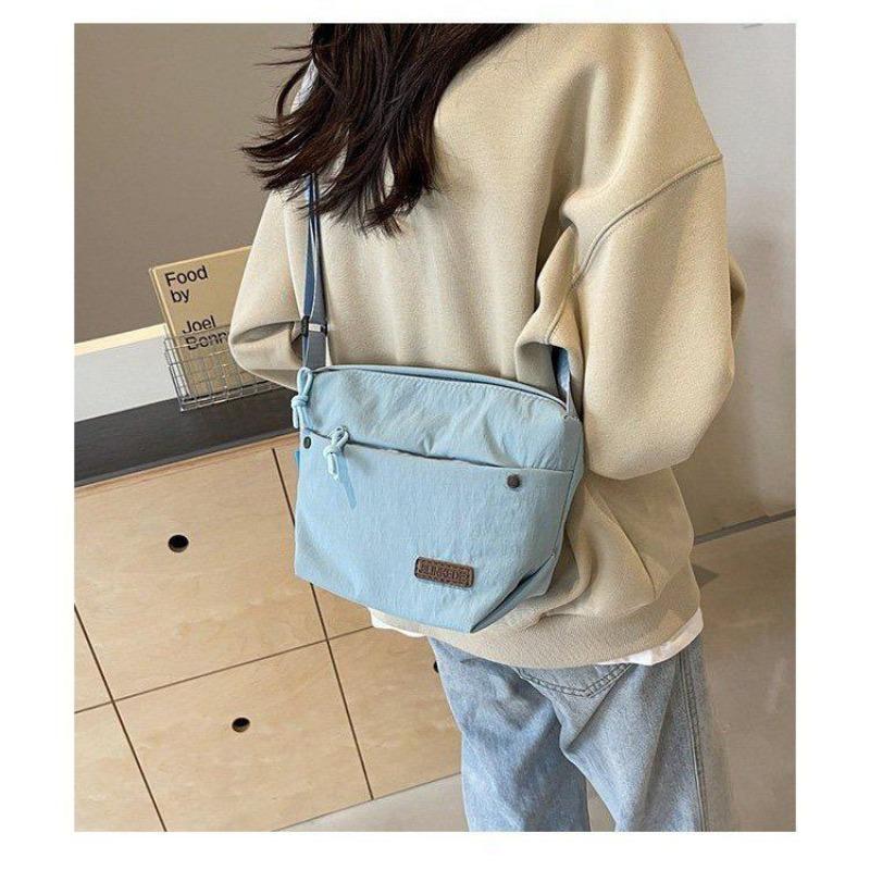 Solid Color 2024 New Bags Japanese Style Workwear Canvas Bag Textured Crossbody Girls' Satchel Women's Small Bag Commuter Women's Bag