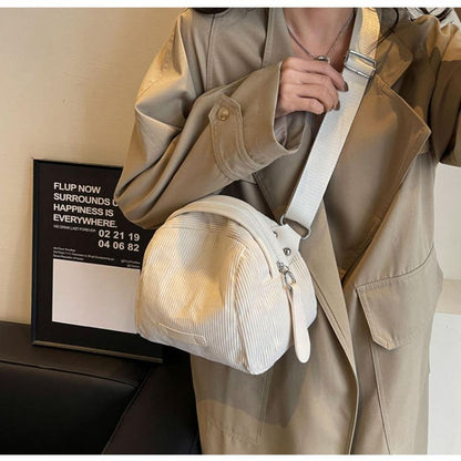 New Corduroy Canvas Bag 2024 New All-Matching Wide Strap Crossbody Bag High-Grade Niche Shoulder Shell Bag