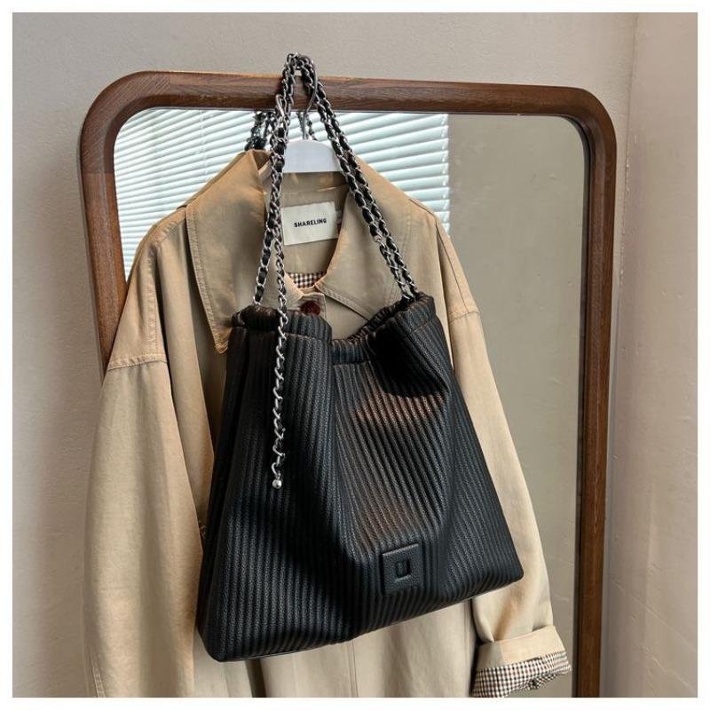 Pleated Large Capacity Bag Tote Bag Commuting Large Bag 2024 New Stylish Good Texture Niche Shoulder Messenger Bag for Women