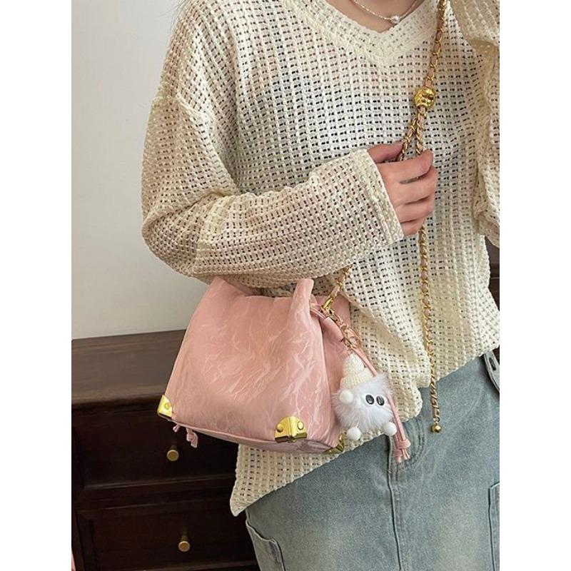 Korean Style Fashion Bucket Bag Women 2024 New Spring and Summer Simplicity Casual Shoulder Bag Niche Advanced Texture Messenger Bag