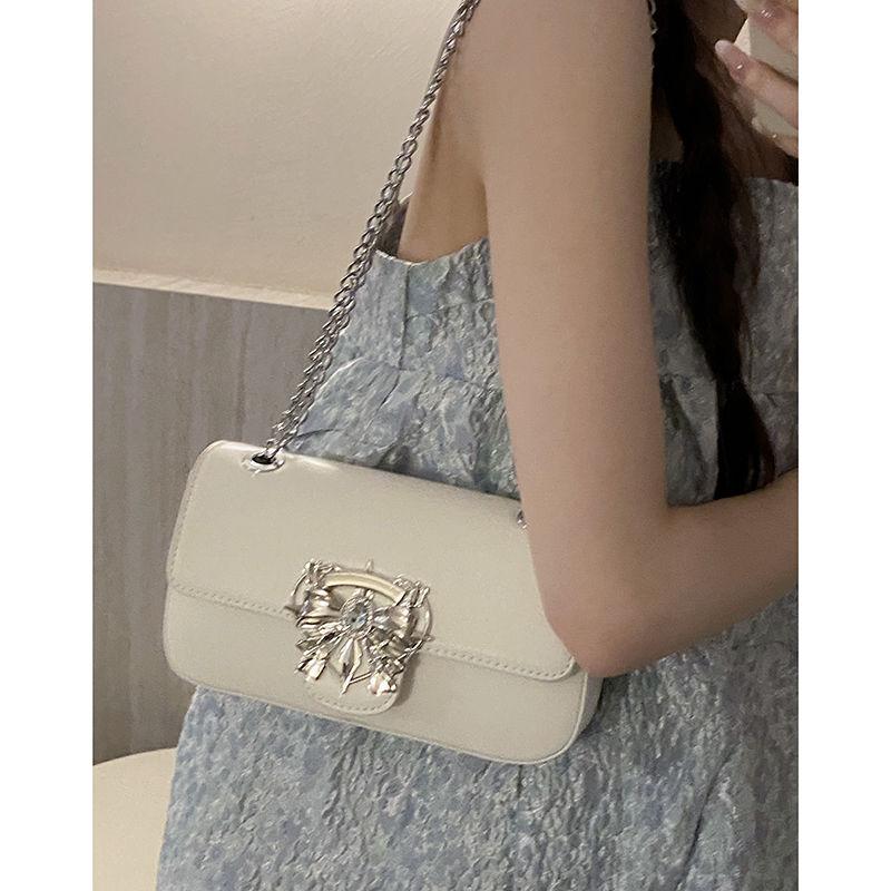 Textured Underarm Bag for Women 2024 New Fashion Summer Chain Small Square Bag Versatile INS One Shoulder Crossbody Bag Temperament Women's Crossbody Bag Advanced Women's Chain Bag