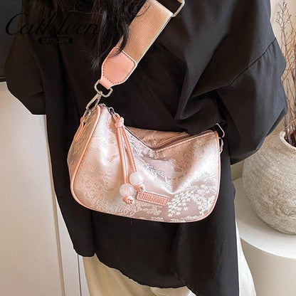 New Chinese Style Bag for Women New All-Matching Crossbody Cloth Bag Design Sense Niche Ladies Pillow Bag female